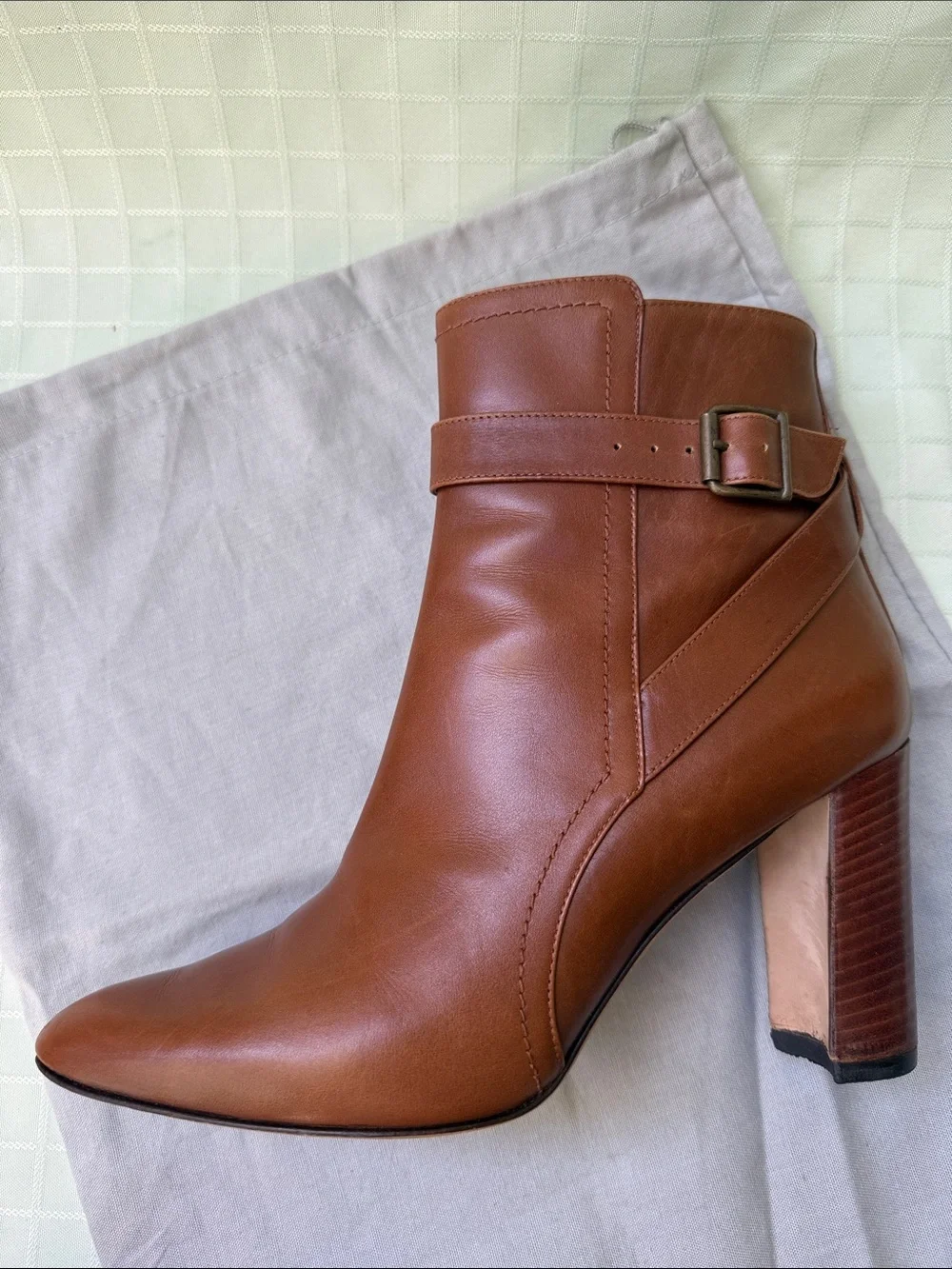 Manolo Blahnik Vintage Cognac Leather Ankle Boots with Dust Bag